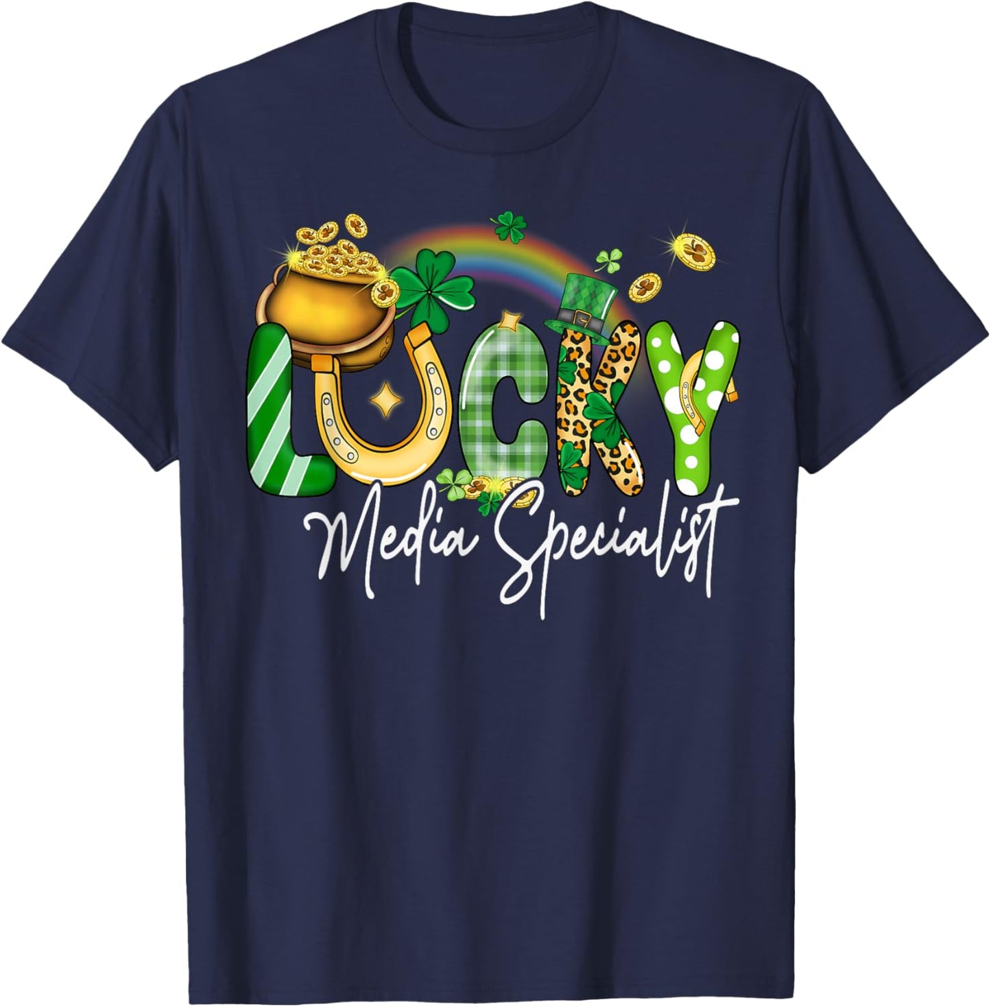 Lucky Media Specialist St Patricks Day Family Matching T-Shirt - T-Shirt | Navy