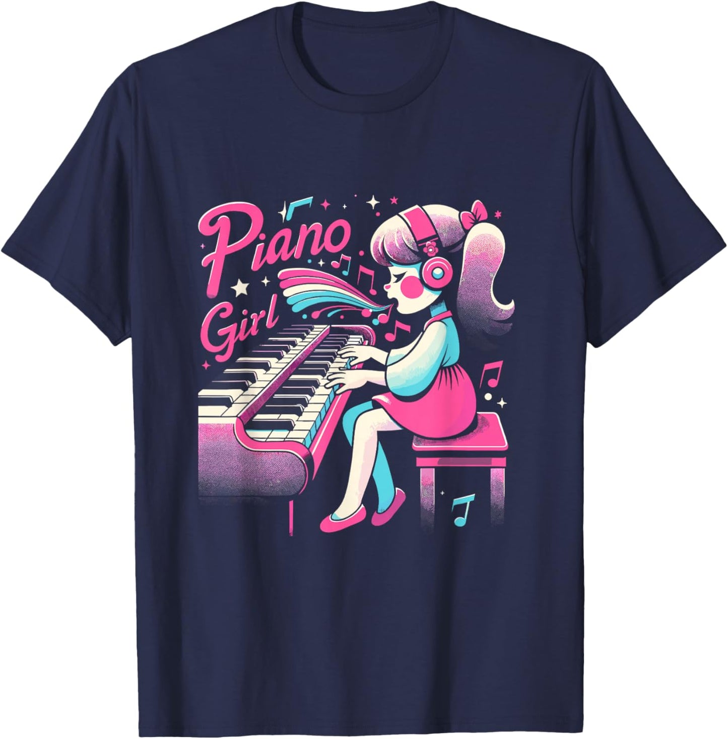 Piano Girl Girl Musician Pianist Music Sheet Music Piano T-Shirt - T-Shirt | Navy
