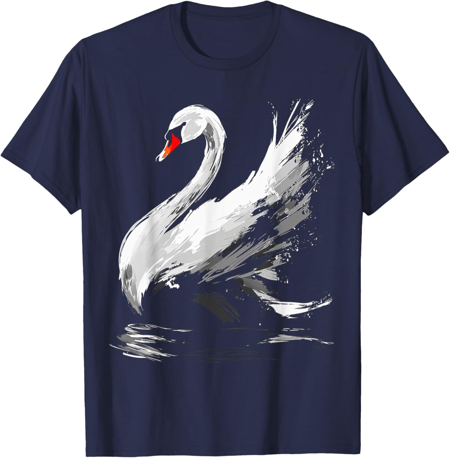 Swan Abstract Bird Art Animal Drawing Motif Swan T-Shirt - T-Shirt | Navy