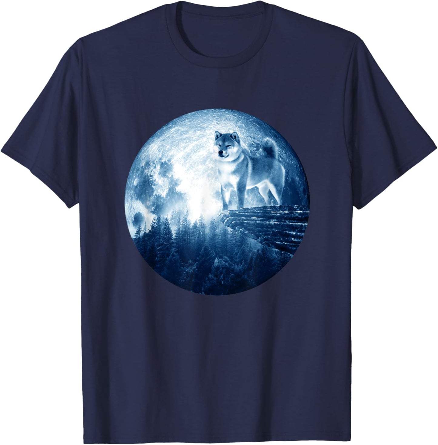 Shiba Inu Dog Moon Dog Mom Dad Women Men Dog Lovers T-Shirt - T-Shirt | Navy