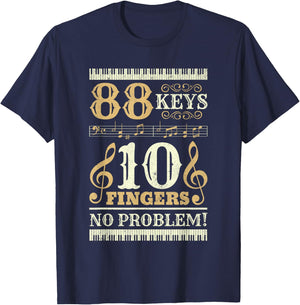 88 Keys 10 Fingers Piano Lover Players Funny Musical Pianist T-Shirt - T-Shirt | Navy
