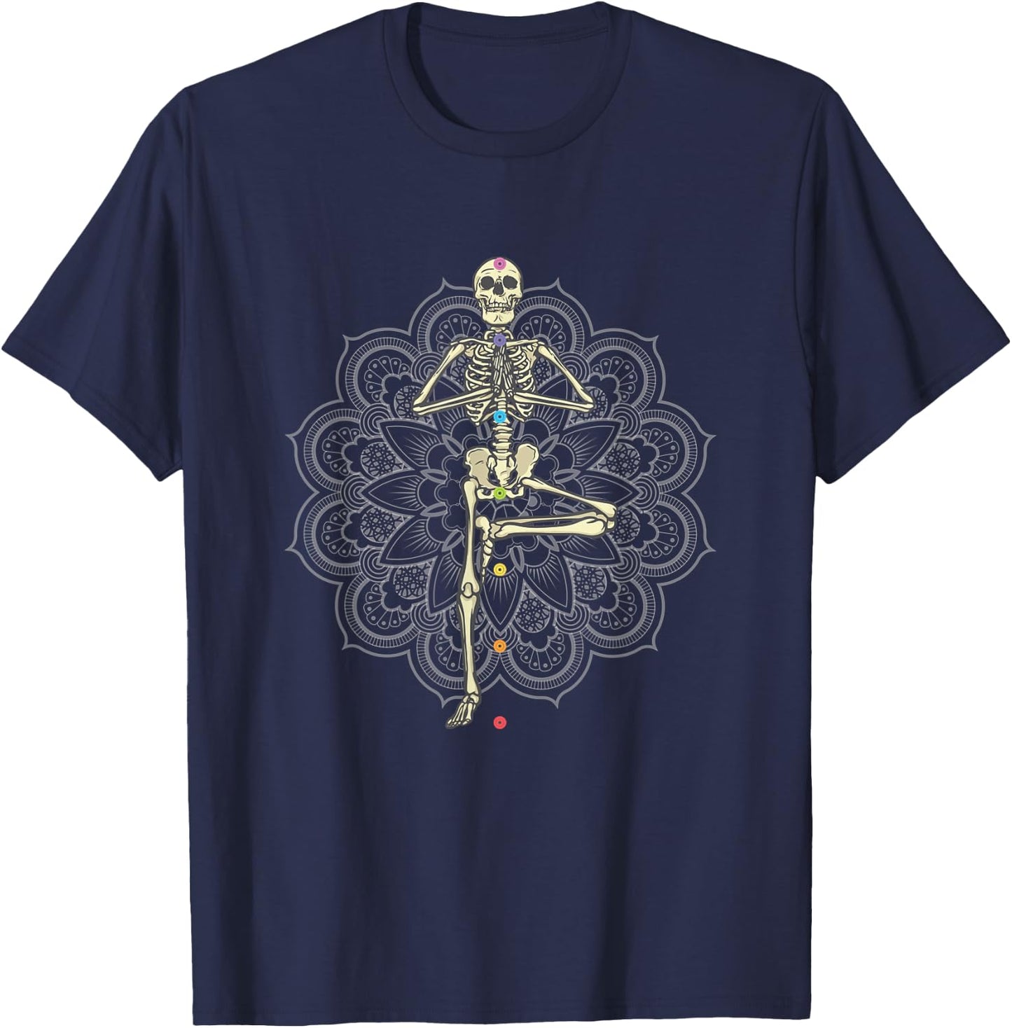 Meditating Skeleton Yoga T-Shirt - T-Shirt | Navy