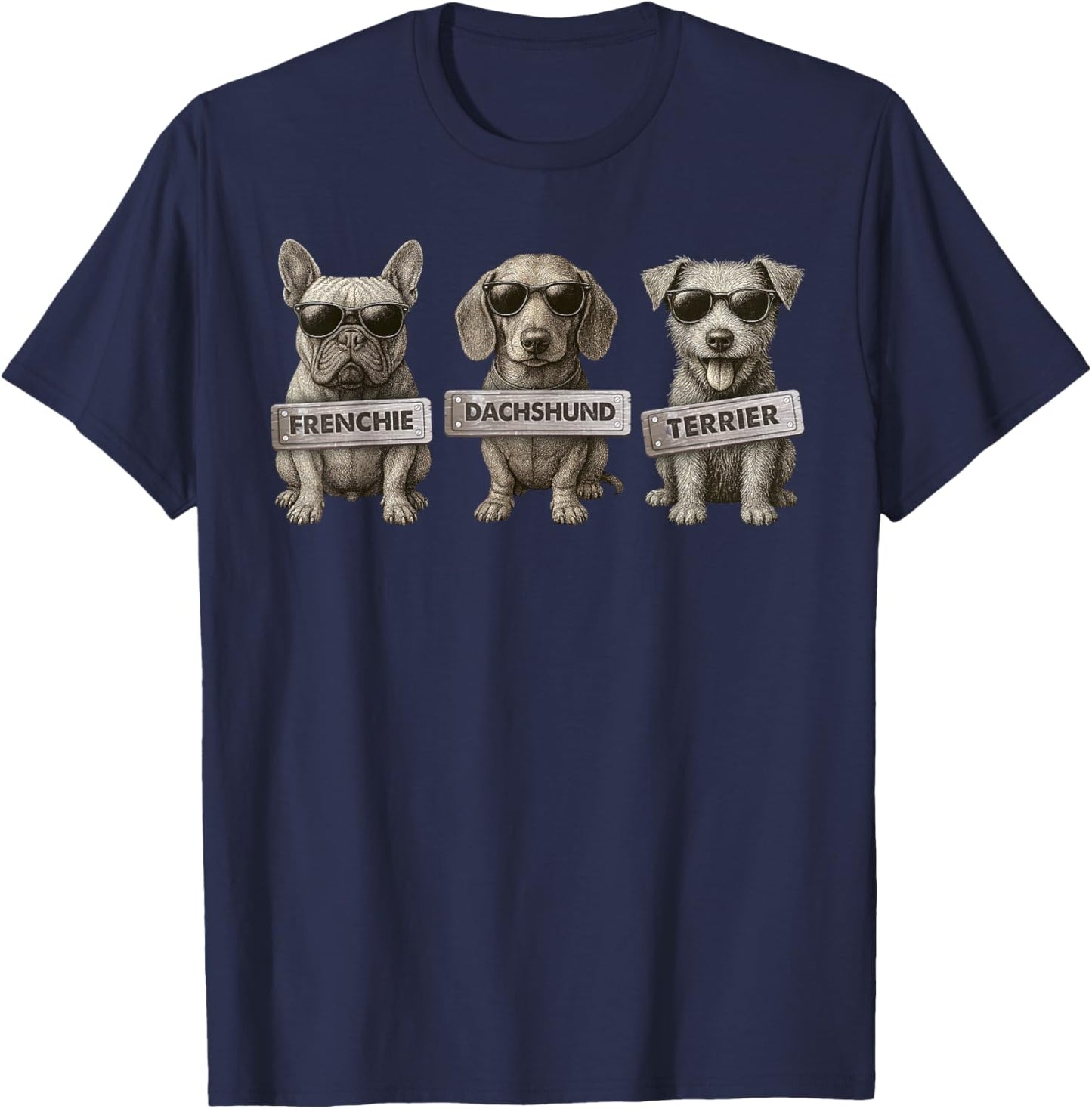 Frenchie Dachshund Terrier Yorkshire Dog Owner Animal Lovers T-Shirt - T-Shirt | Navy