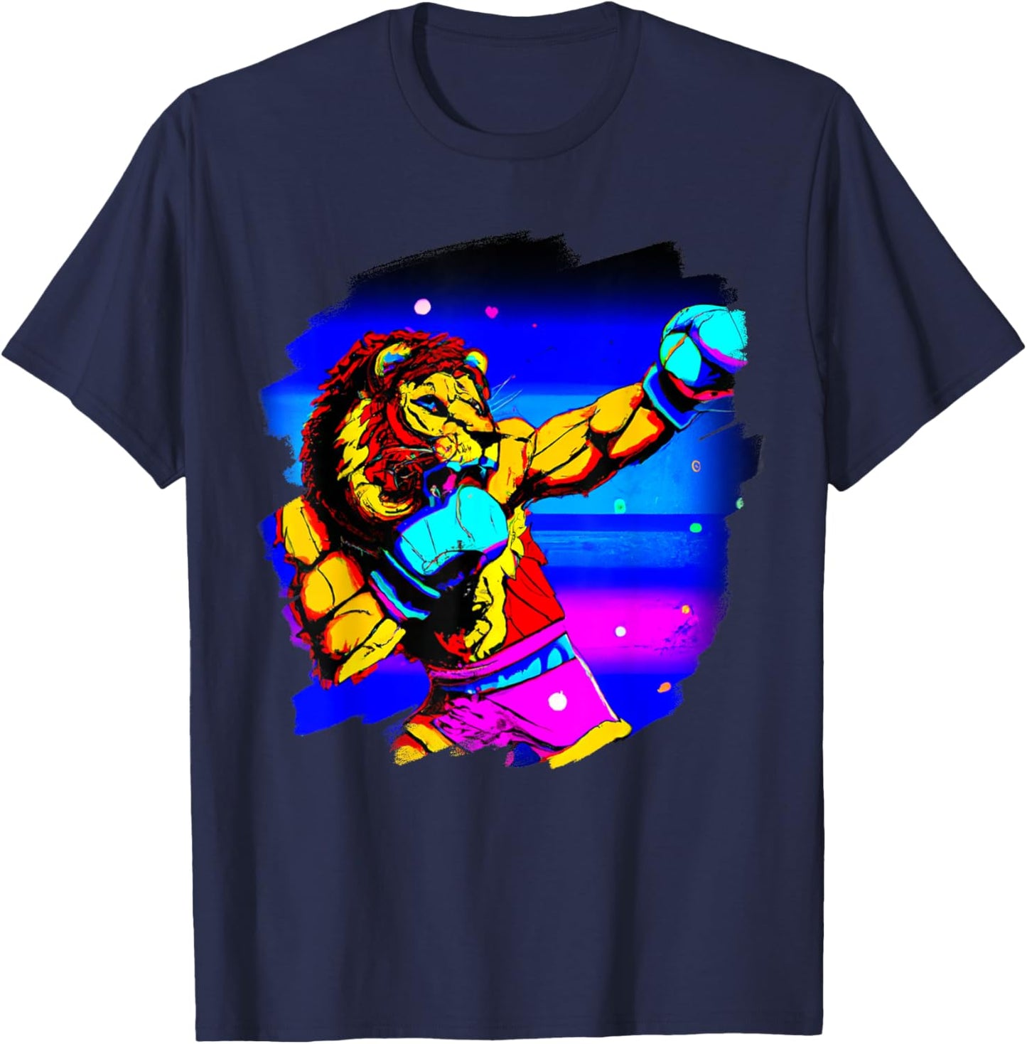 Lion Boxing Cool Funny Lion Boxing Boxer T-Shirt - T-Shirt | Navy