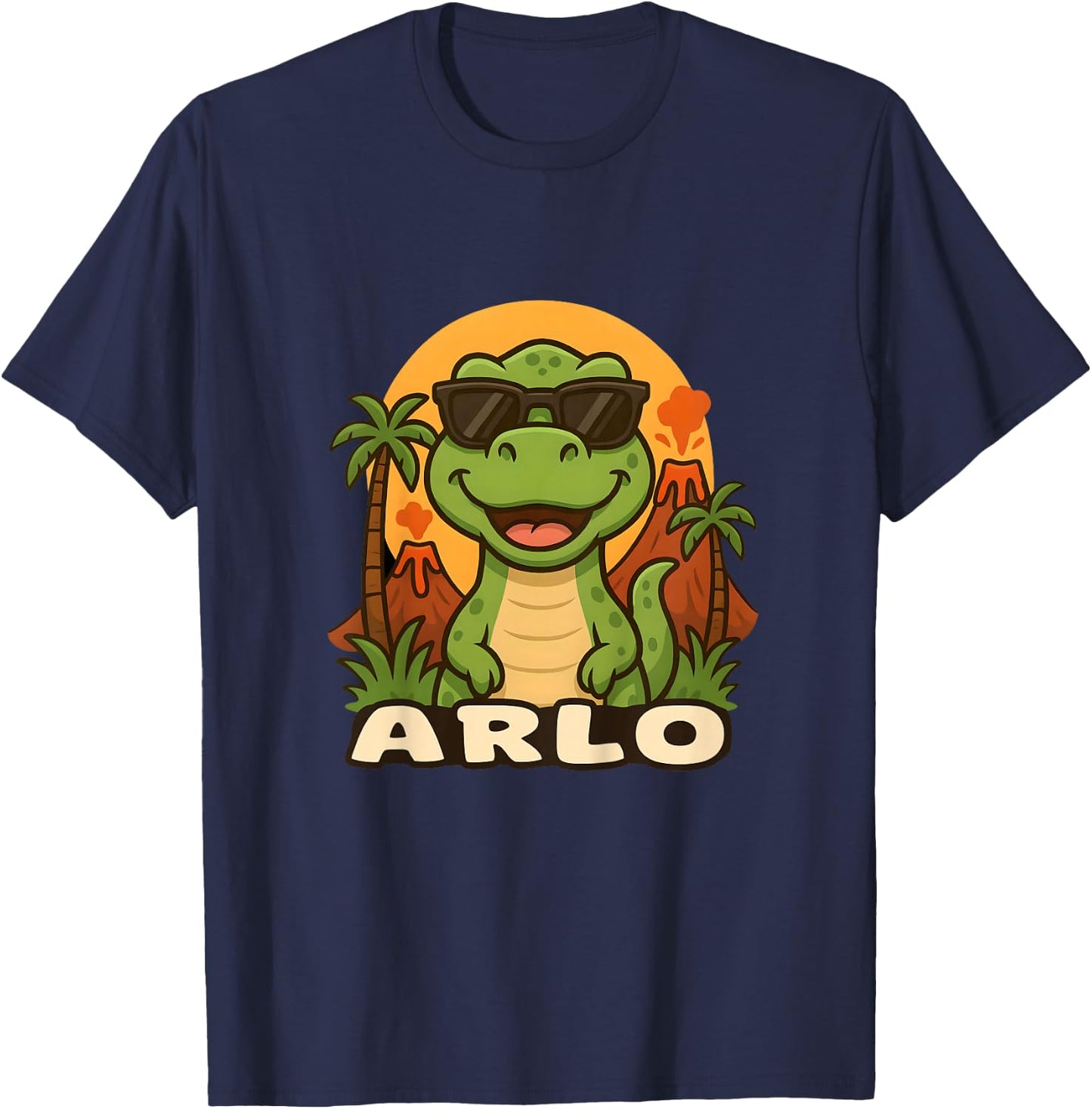 Kids Arlo - Dinosaur T-Rex Themed Design with Name for Kids T-Shirt - T-Shirt | Navy