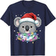 Christmas Lights Koala Santa Hat Cute Xmas Pajamas T-Shirt - T-Shirt | Navy