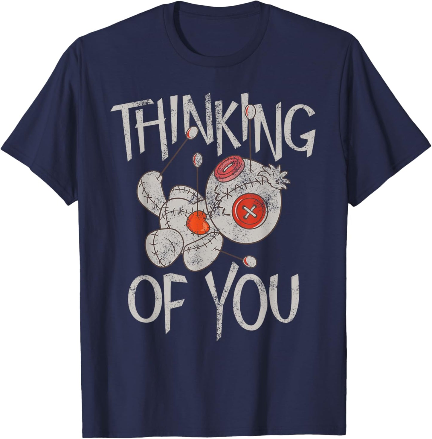 Funny Halloween Thinking of You Funny Voodoo Doll Graphic T-Shirt - T-Shirt | Navy