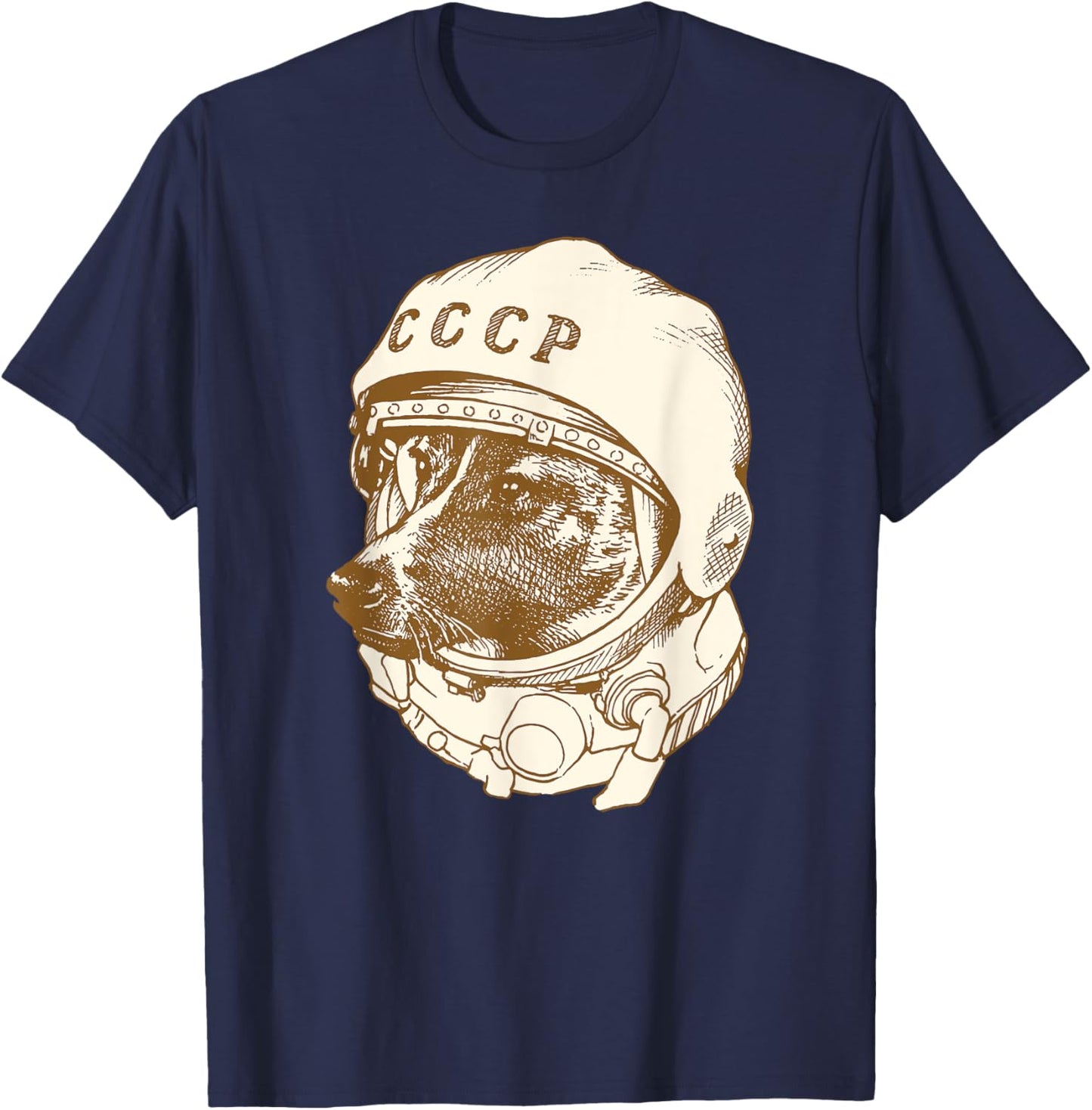 Laika Dog Sputnik Space Space Travel USSR T-Shirt - T-Shirt | Navy
