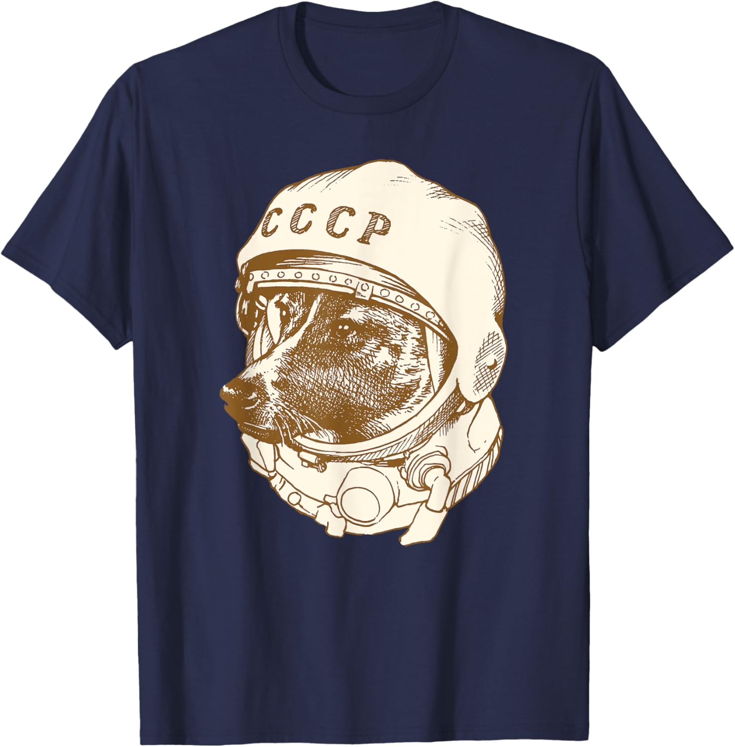 Laika Dog Sputnik Space Space Travel USSR T-Shirt - T-Shirt | Navy