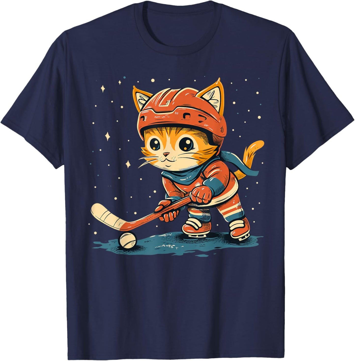 Ice Hockey player Cat on Ice Hockey Women Kids T-Shirt - T-Shirt | Navy