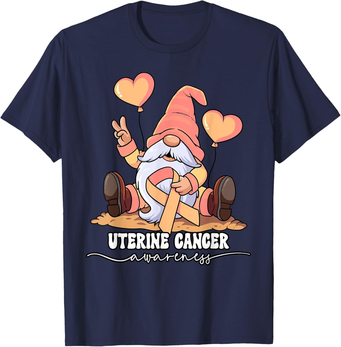 Uterine Cancer Awareness by Uterine Cancer Awareness - -Adults, Black, Small, Short Sleeve, Classic Fit T-Shirt - T-Shirt | Navy