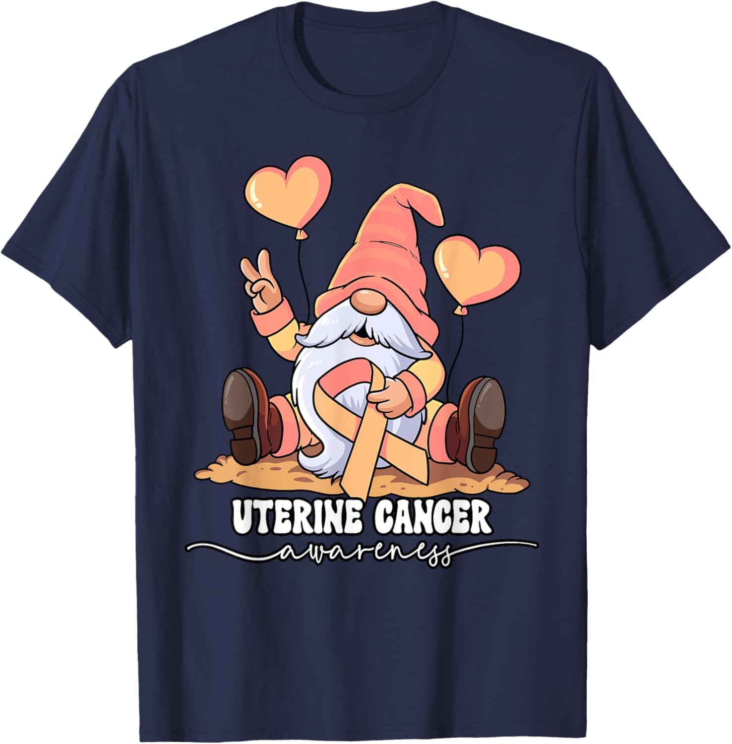 Uterine Cancer Awareness by Uterine Cancer Awareness - -Adults, Black, Small, Short Sleeve, Classic Fit T-Shirt - T-Shirt | Navy