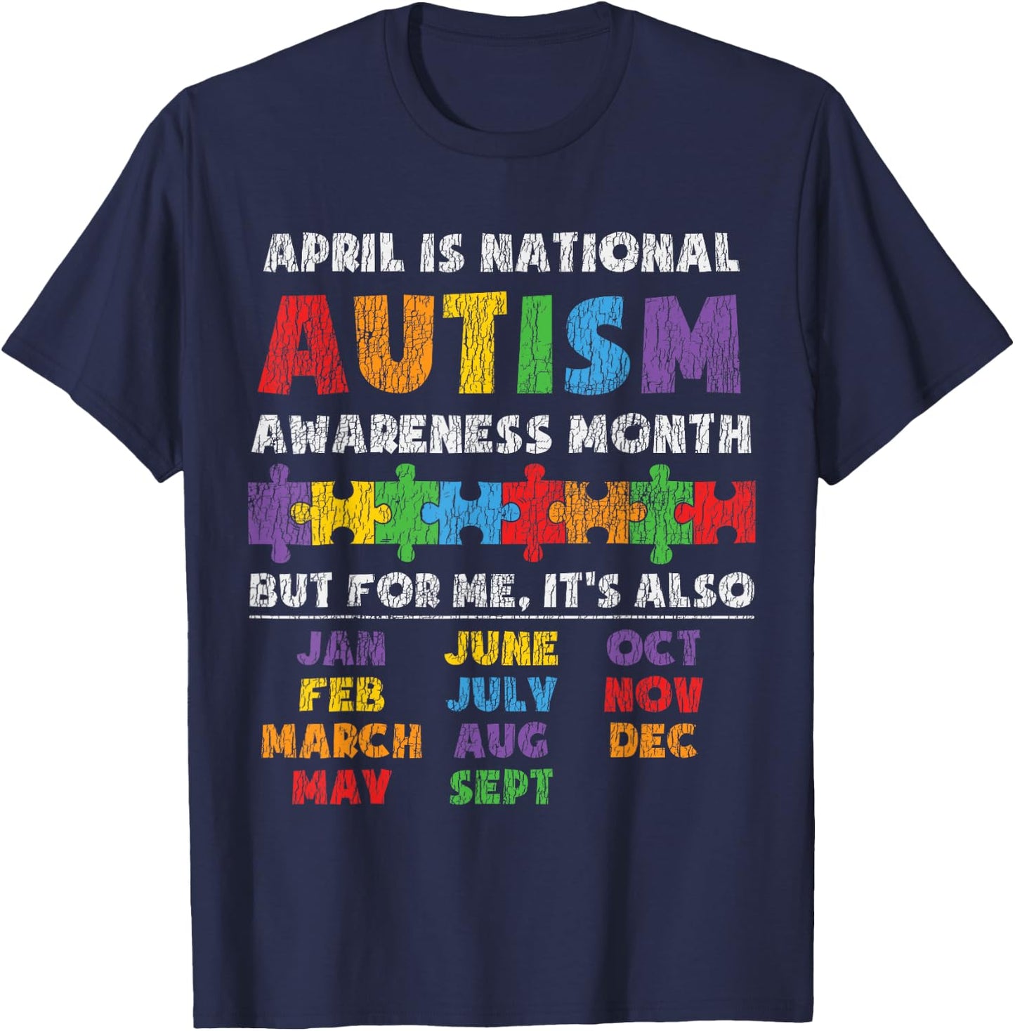 National Autism Awerness Month Autistic Kids Awareness Gift T-Shirt - T-Shirt | Navy