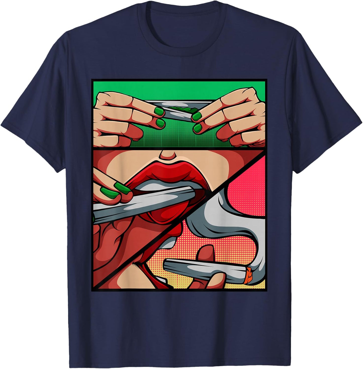 Roll It Lick It Smoke It Marijuana Weed Pot Sexy Lips T-Shirt - T-Shirt | Navy
