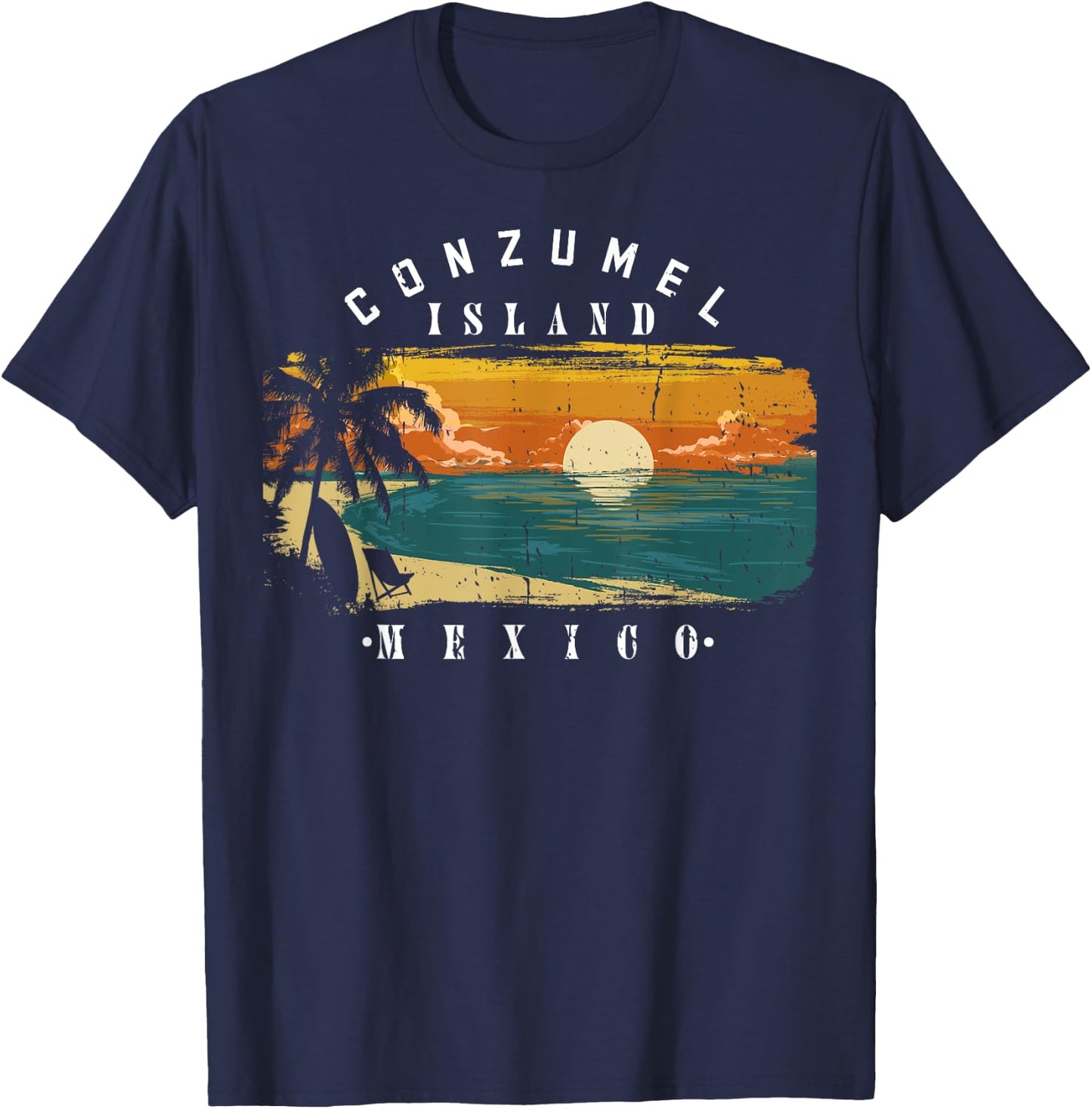 Cozumel Mexico Beaches Retro Cool Distressed Graphic Women T-Shirt - T-Shirt | Navy