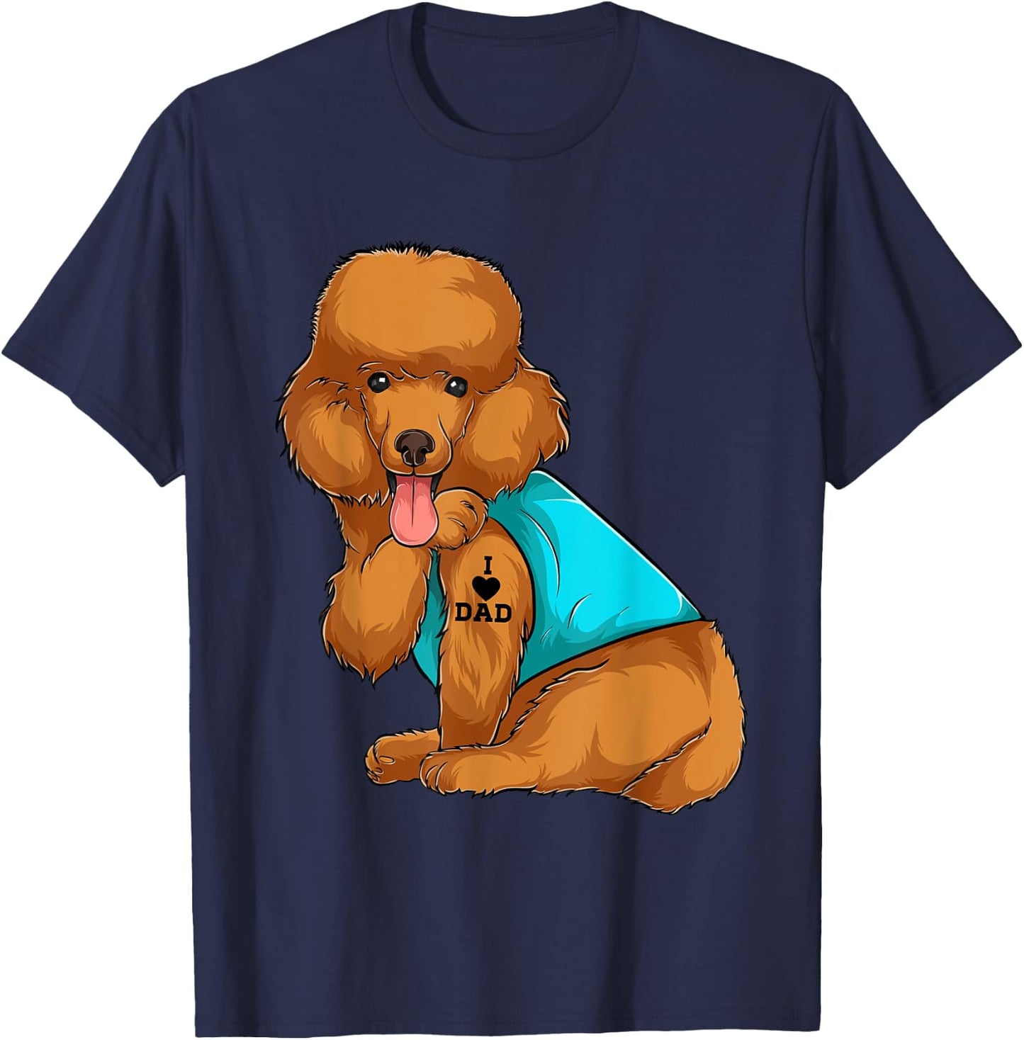 Poodle I Love Dad Tattoo Apparel, Dog Dad Gifts Dads Women T-Shirt - T-Shirt | Navy