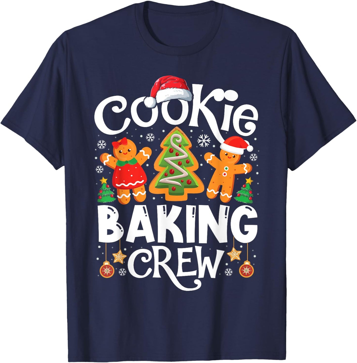 Cookie Baking Crew Cooking Lover Santa Xmas Gingerbread T-Shirt - T-Shirt | Navy