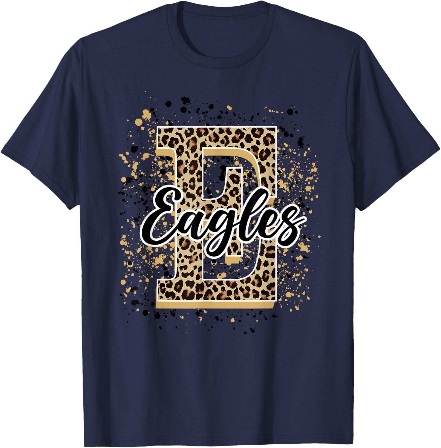 Eagles Splatter School Spirit Eagle Pride Gold Black Eagles T-Shirt - T-Shirt | Navy