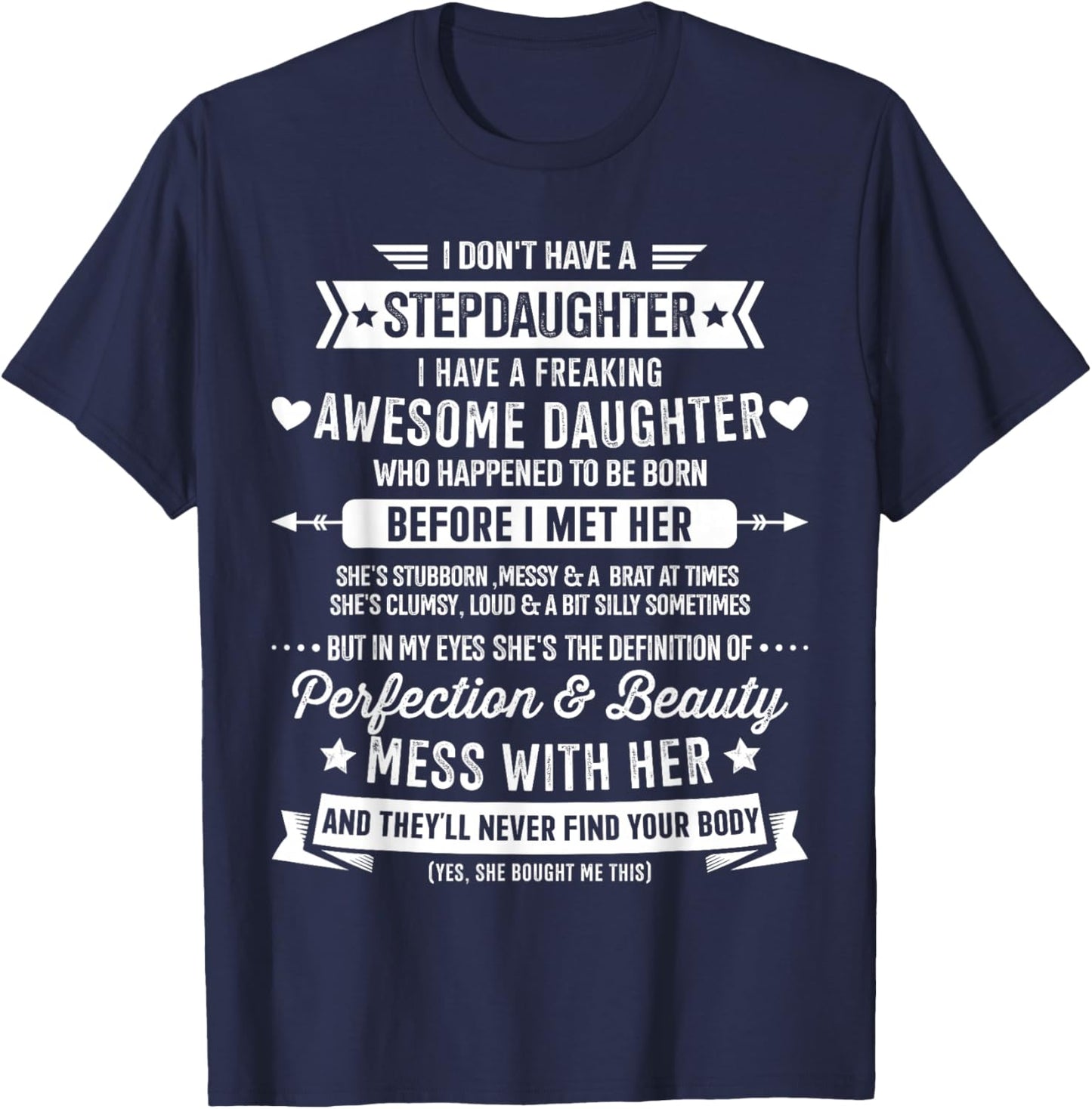 Awesome Stepdaughter for Step Bonus dad Fathers Day Birthday T-Shirt - T-Shirt | Navy