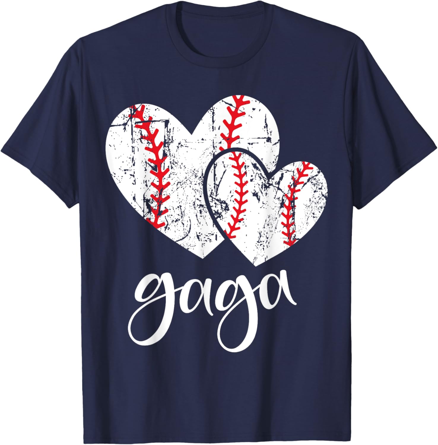 Baseball Gaga Heart Ball Funny Proud Grandma Mother's Day T-Shirt - T-Shirt | Navy