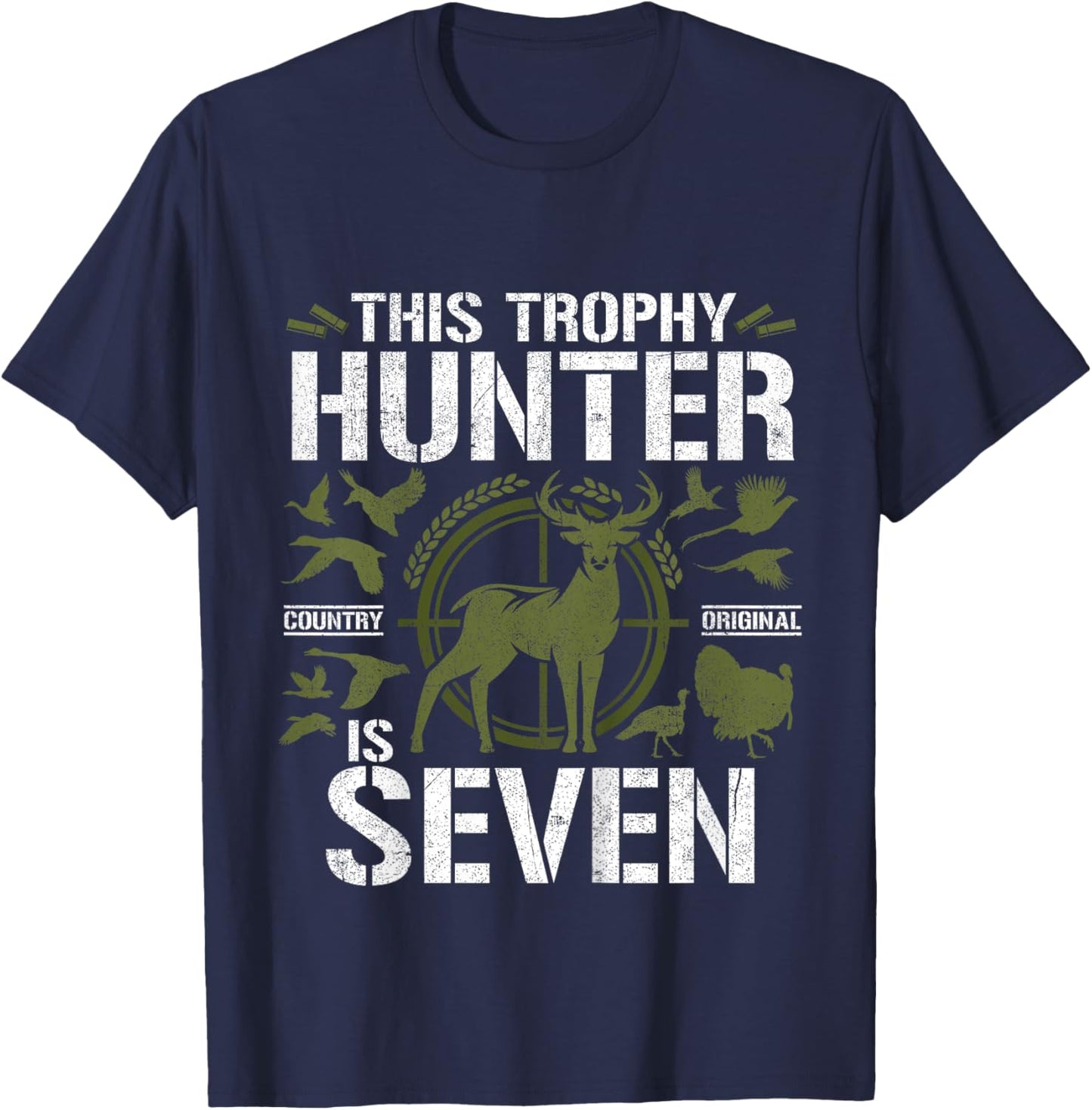 7 Year Old Hunting Birthday Party Duck Deer Hunter 7th Gift T-Shirt - T-Shirt | Navy