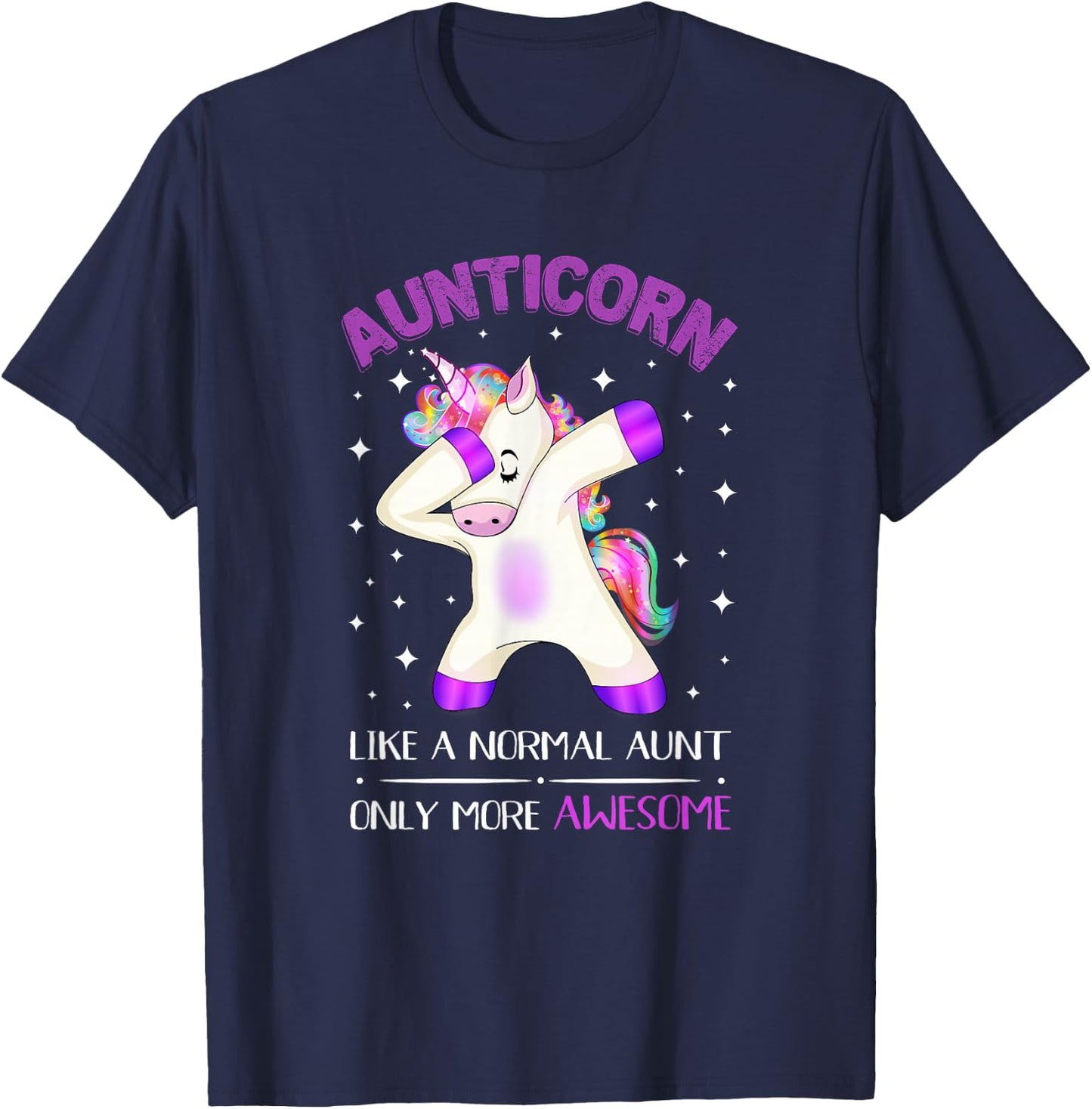 Aunticorn Like an Aunt Only Awesome Dabbing Unicorn T-Shirt - T-Shirt | Navy