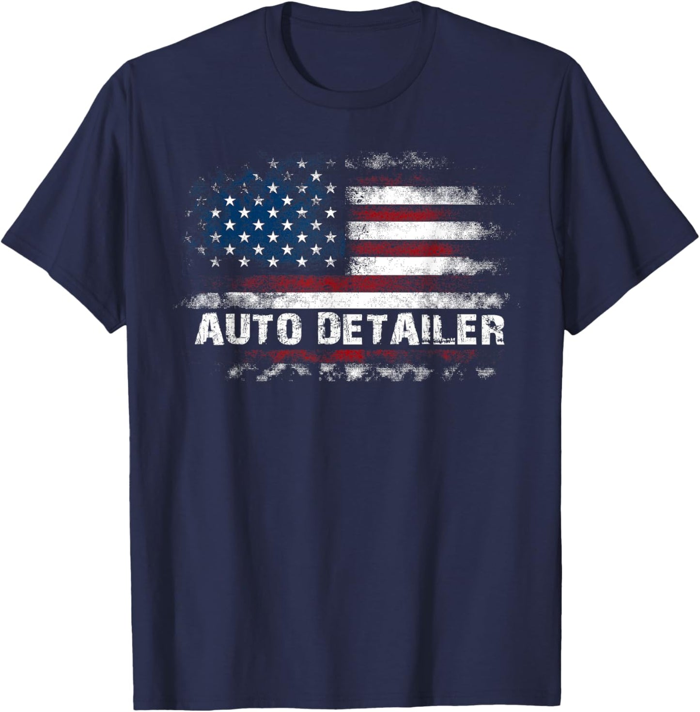 Car Detailer USA Flag Auto Detailing Car Lover T-Shirt - T-Shirt | Navy