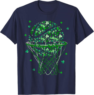 St Patricks Day Shamrock Basketball Saint Paddy's Kids Boys T-Shirt - T-Shirt | Navy
