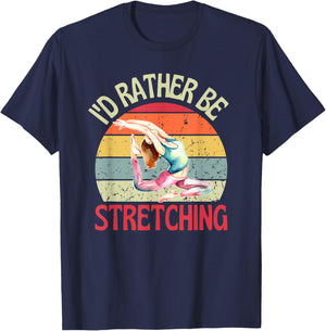 I'd Rather Be Stretching Retro Yoga Flexible T-Shirt - T-Shirt | Navy