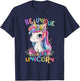 Baby Unicorn with Flowers Be Unique Like Nicorns Daughter T-Shirt - T-Shirt | Navy