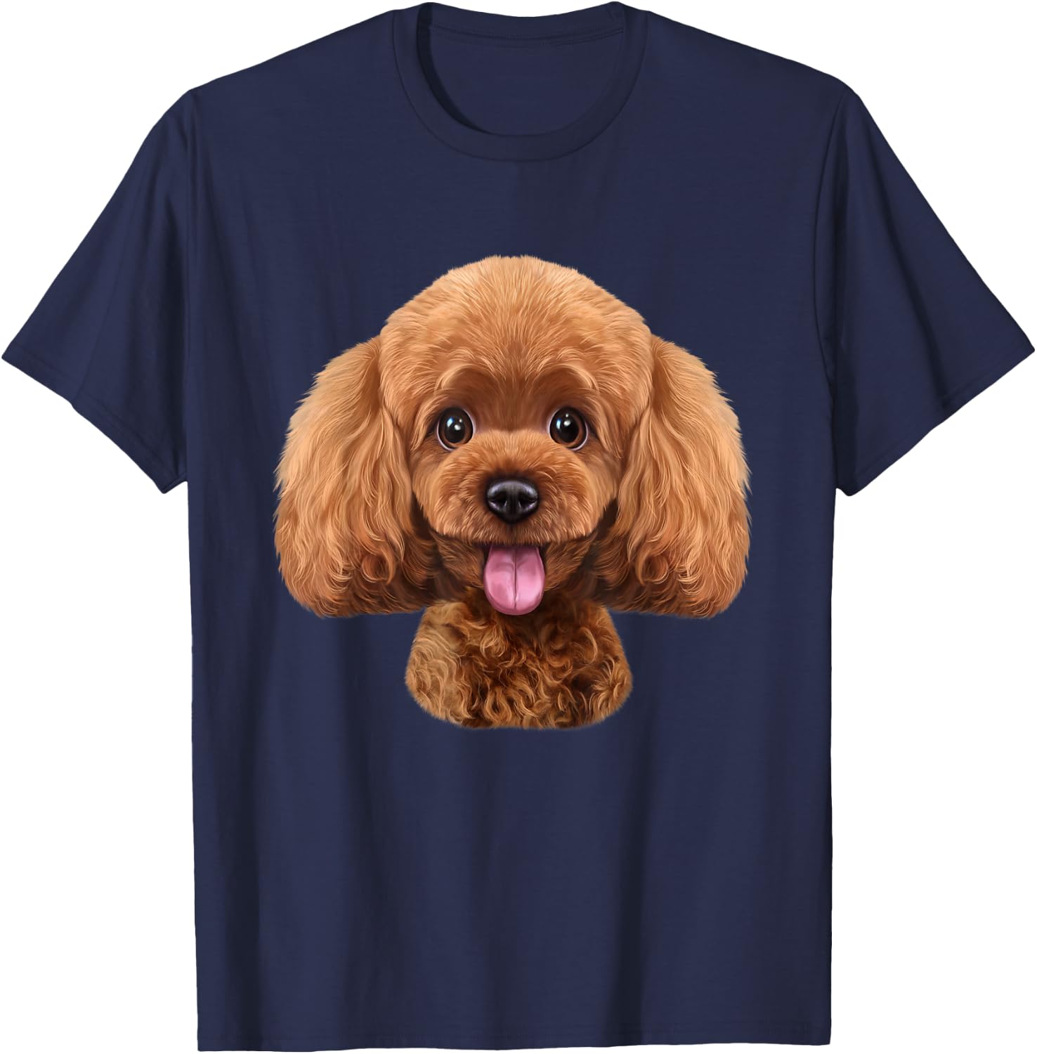 Happy Toy Poodle Dog Smiling Face T-Shirt - T-Shirt | Navy