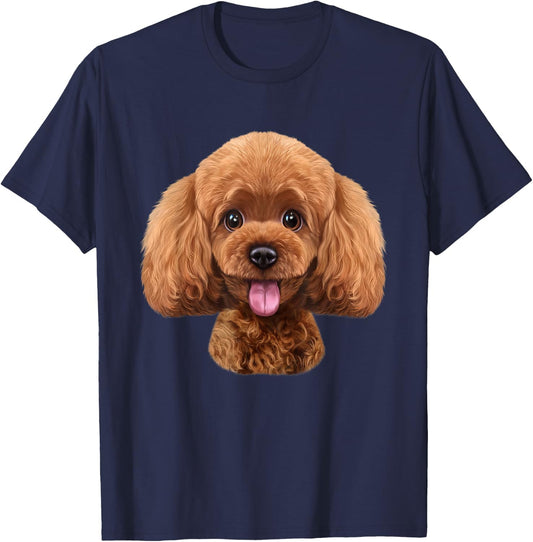 Happy Toy Poodle Dog Smiling Face T-Shirt - T-Shirt | Navy