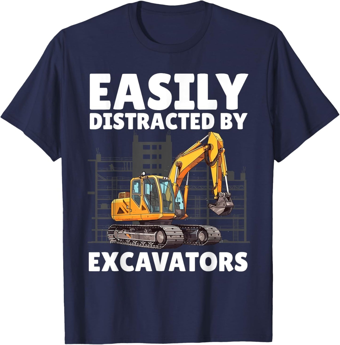 Funny Excavator Art Boys Kids Construction Excavator T-Shirt - T-Shirt | Navy