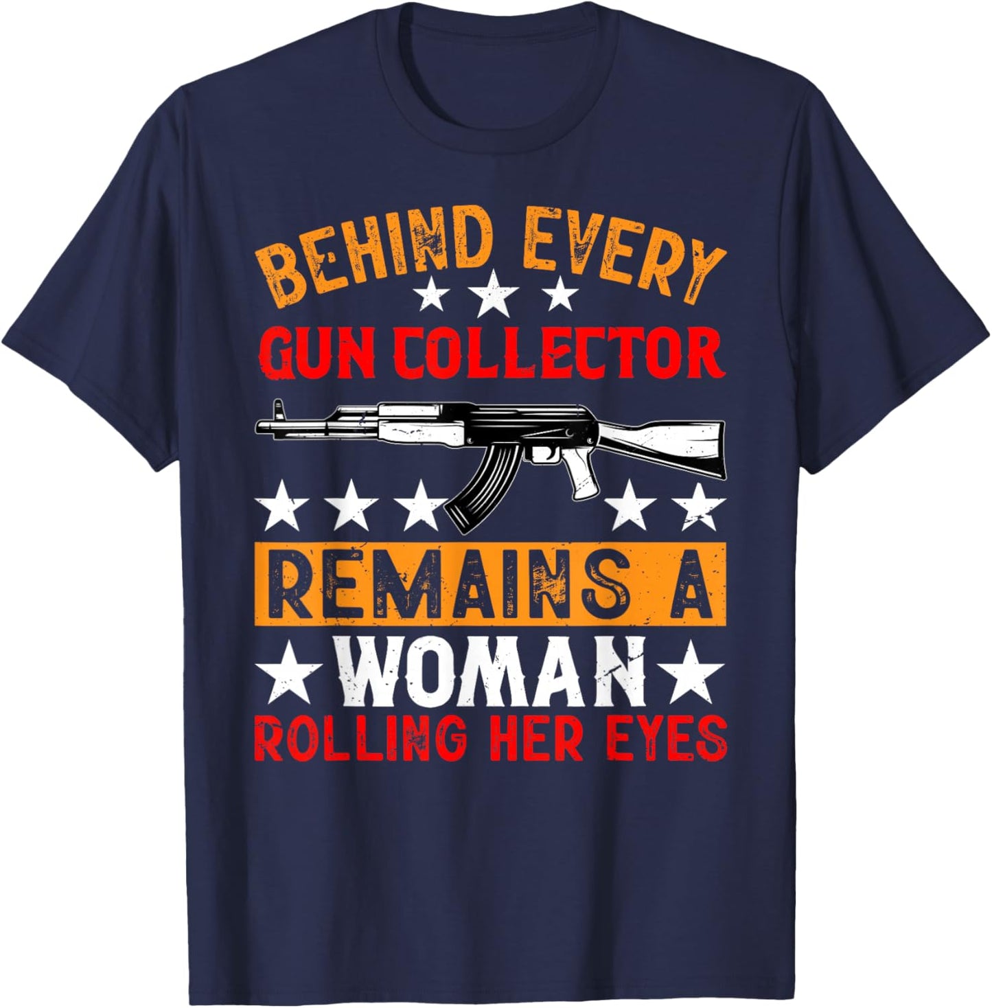 Firearm Collector Guns Collecting Machine Gun Outfit T-Shirt - T-Shirt | Navy