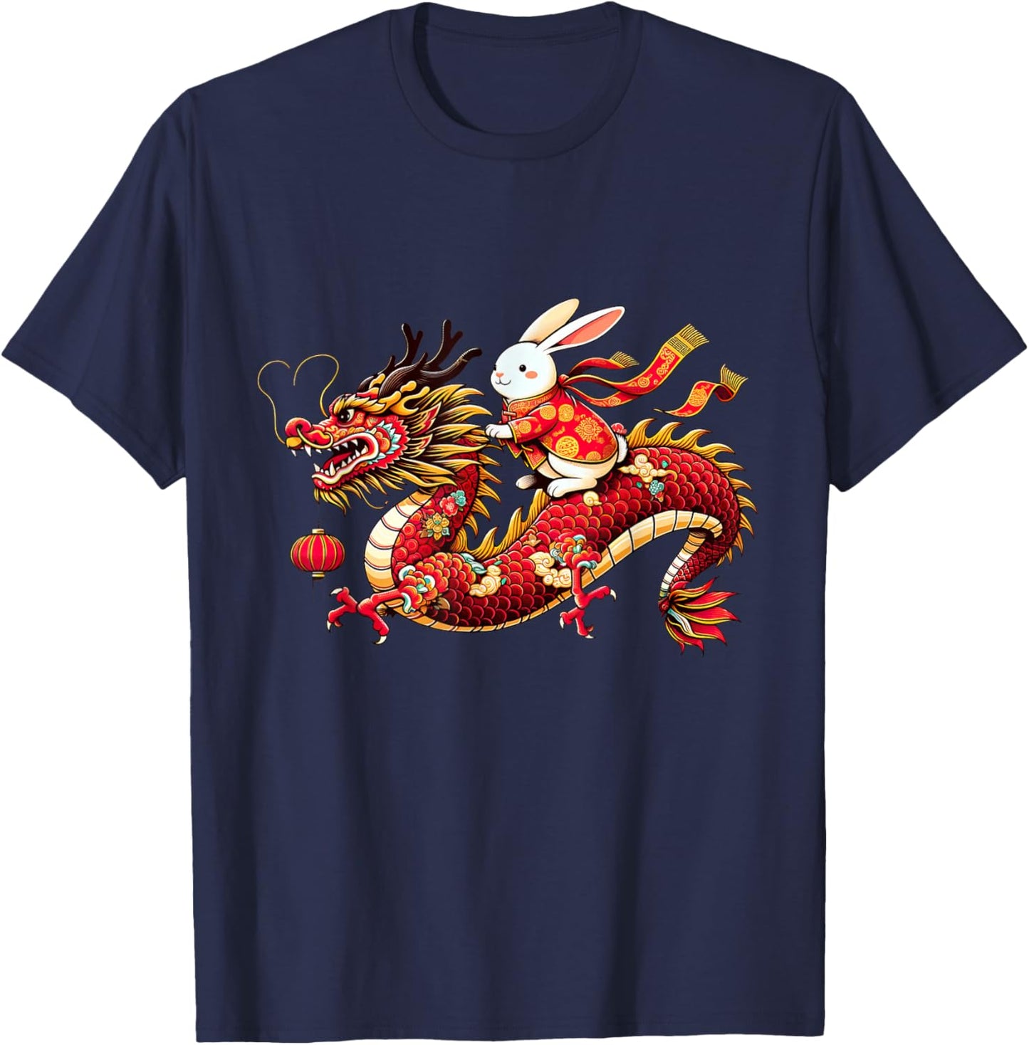 Rabbit ride Chinese Dragon Funny Happy New Year T-Shirt - T-Shirt | Navy