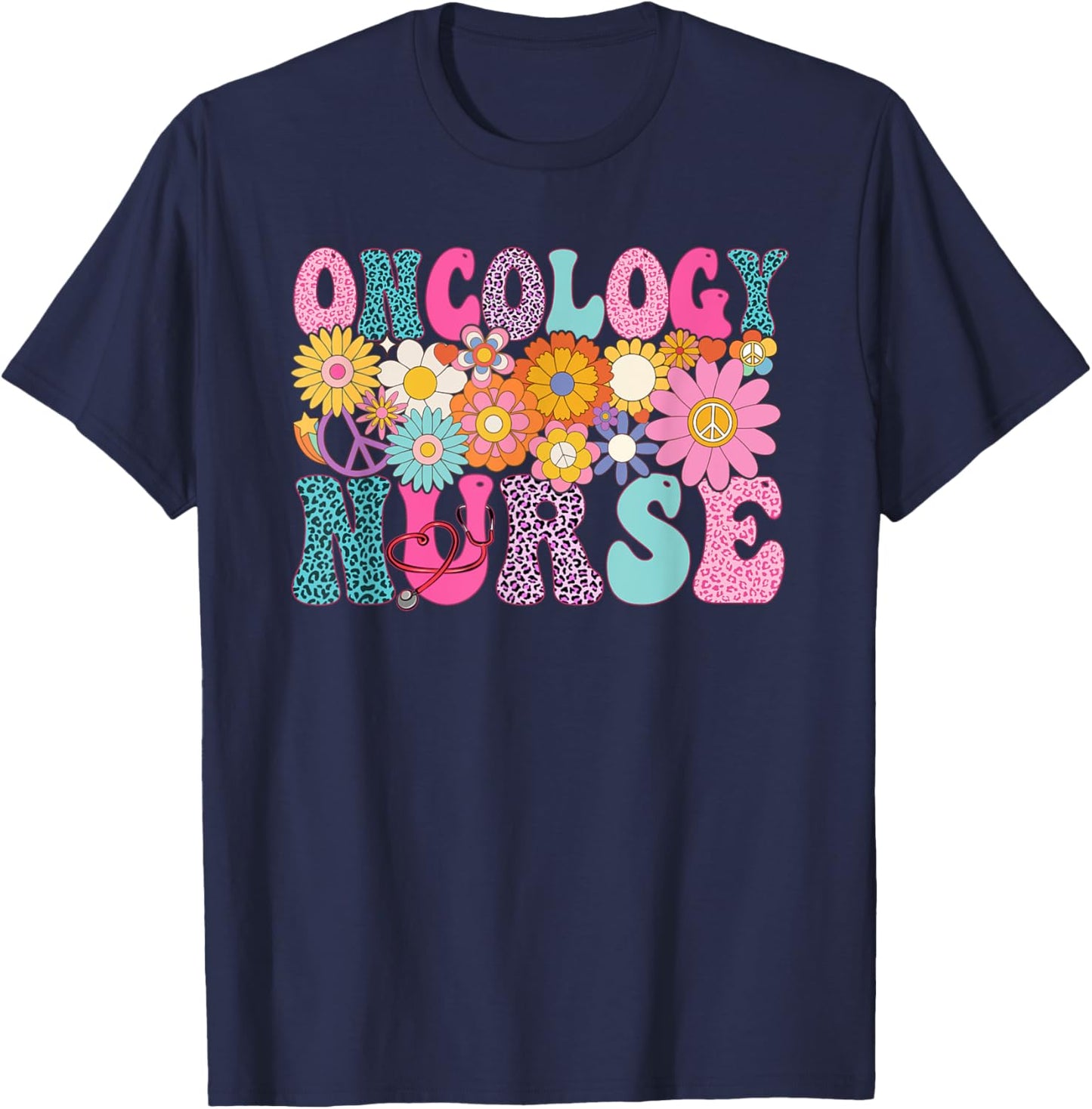 Oncology Nurse Week Groovy Appreciation Day T-Shirt - T-Shirt | Navy