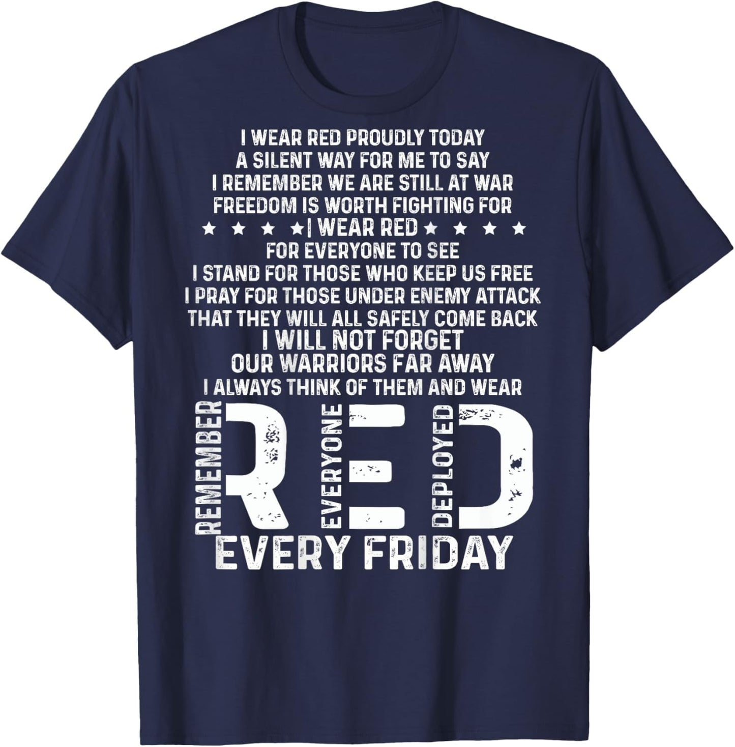 Red Friday Remember The Deployed Military Troops Poem T-Shirt - T-Shirt | Navy