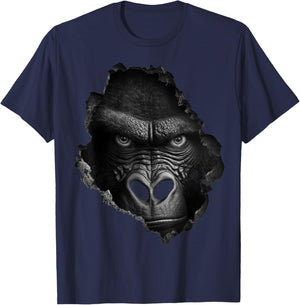 Gorilla Face Wall Animal Print Art Animal Lover Gorilla T-Shirt - T-Shirt | Navy