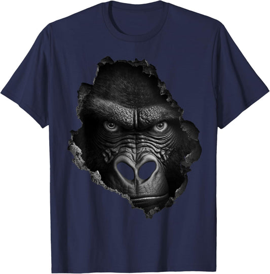 Gorilla Face Wall Animal Print Art Animal Lover Gorilla T-Shirt - T-Shirt | Navy