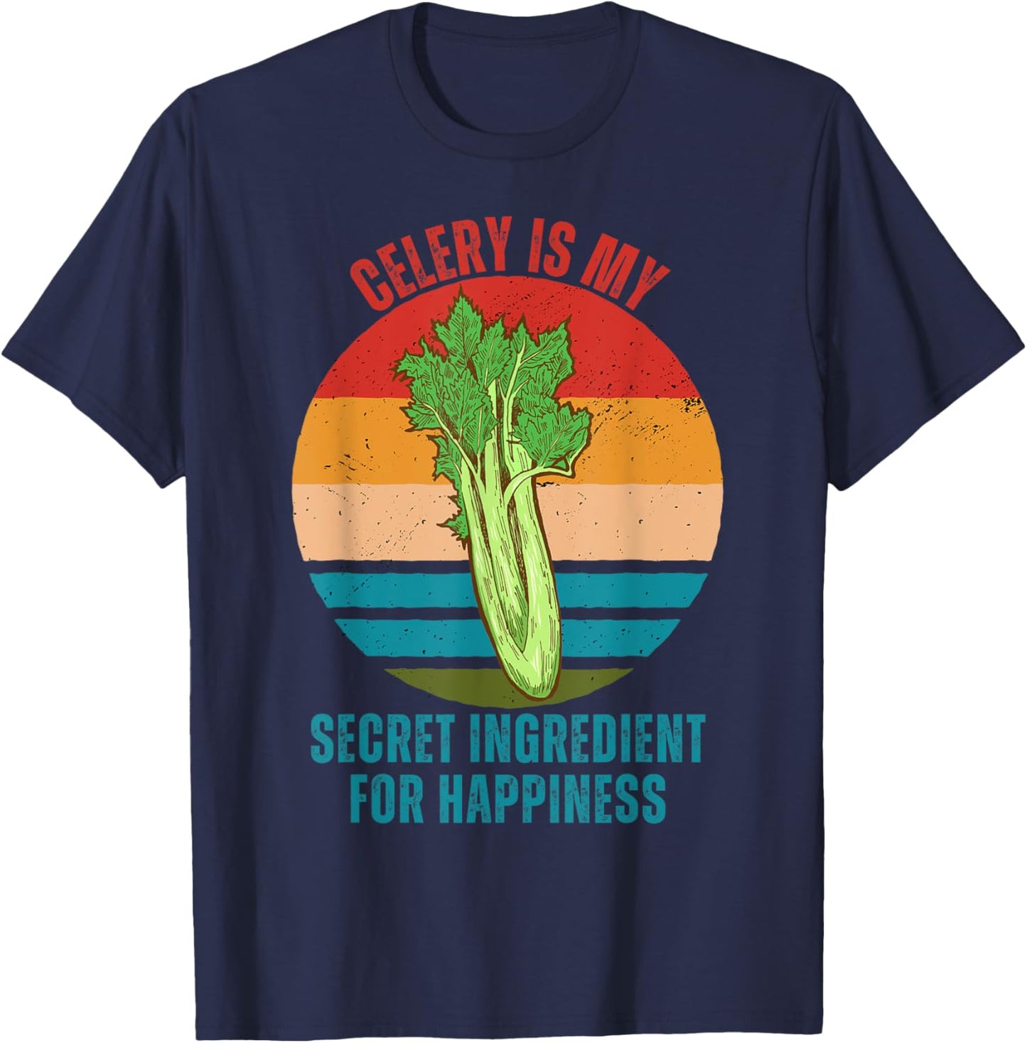 Vintage Celery Is My Secret Ingredient For Happiness T-Shirt - T-Shirt | Navy