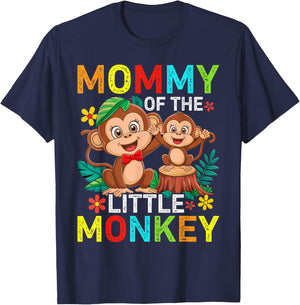 Mommy Of Little Monkey Birthday Family Matching T-Shirt - T-Shirt | Navy