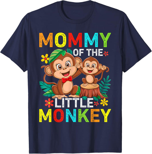 Mommy Of Little Monkey Birthday Family Matching T-Shirt - T-Shirt | Navy