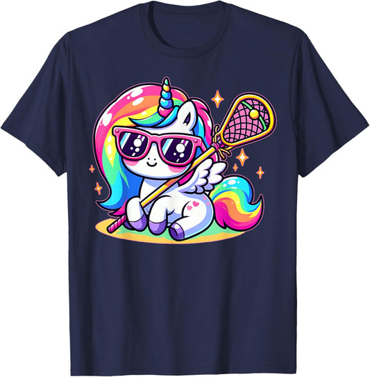 Funny Unicorn Lax Lacrosse Men Boys Girls Youth Teens Sports T-Shirt - T-Shirt | Navy