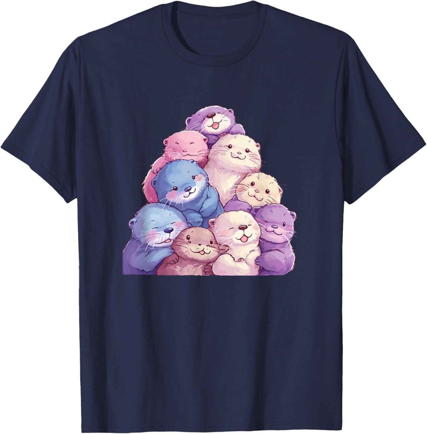 Cute Kawaii Pastel Otter Boys Girls Kids T-Shirt - T-Shirt | Navy