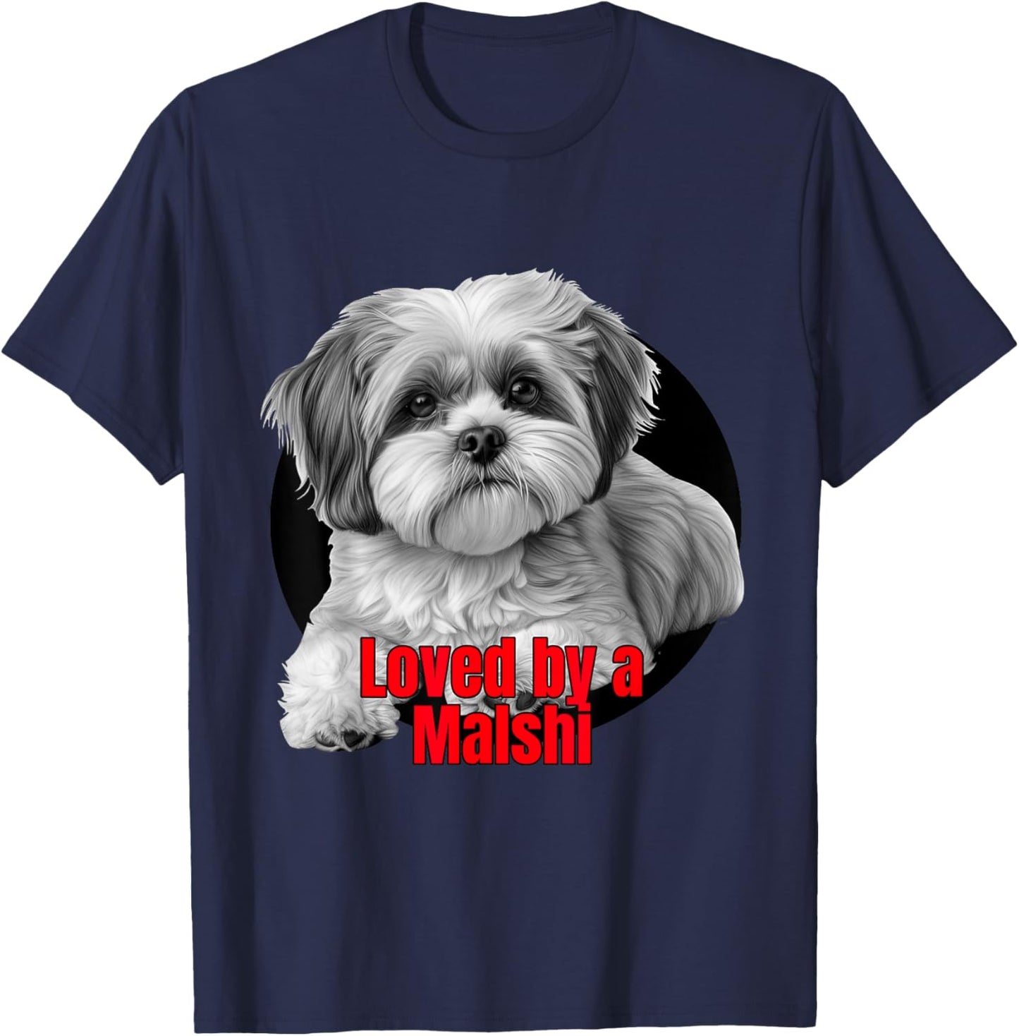 Loved by a Malshi Big Bold Graphic Design T-Shirt - T-Shirt | Navy