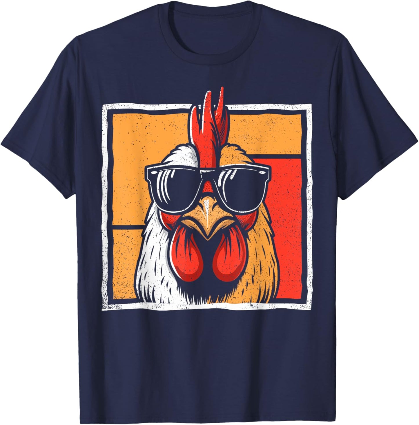 Chicken Sunglasses Retro Vintage Funny For Farmer Men Women T-Shirt - T-Shirt | Navy