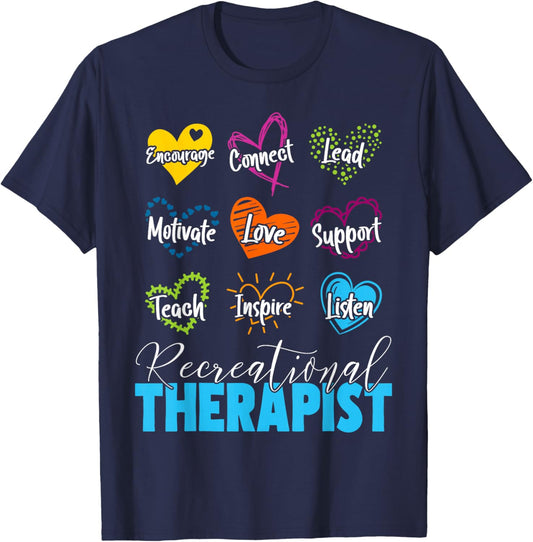 Recreational Therapist Love Words Recreational Therapy T-Shirt - T-Shirt | Navy