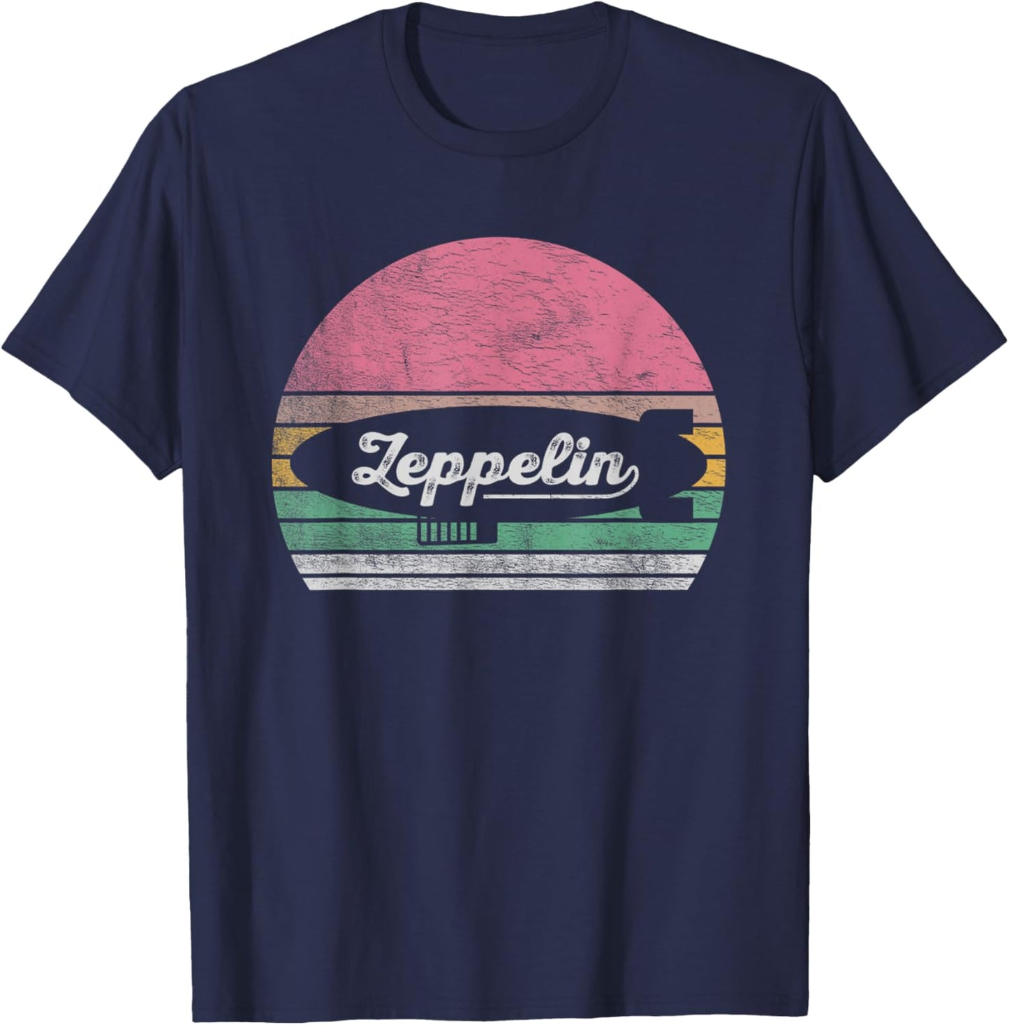 Zeppelin Retro Colorful Graphic Design T-Shirt - T-Shirt | Navy