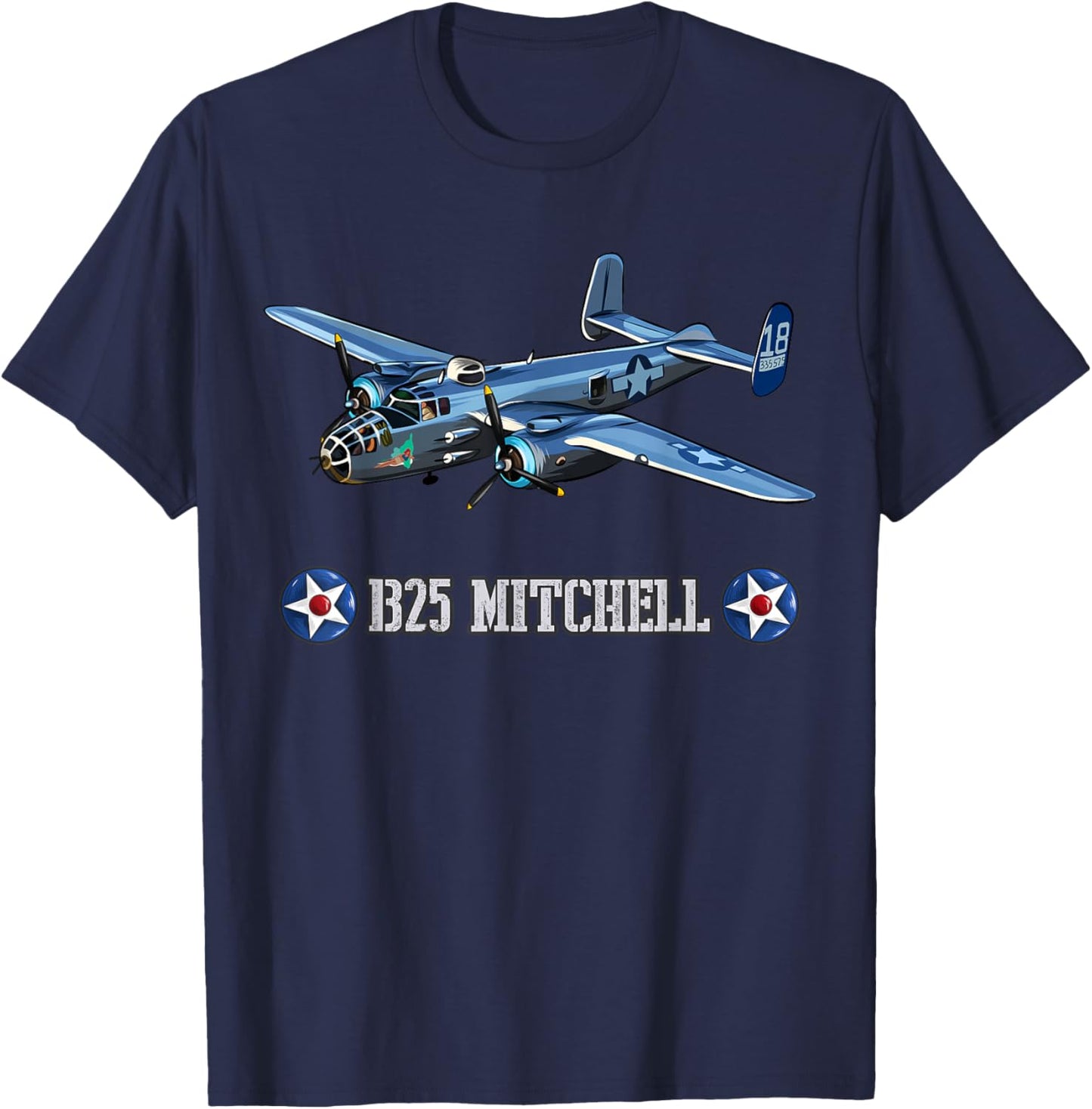 American Aircraft WWII Bomber B-25 Mitchell T-Shirt - T-Shirt | Navy