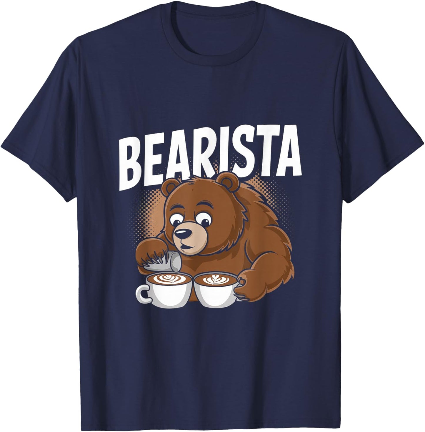 Bearista Funny Barista Pun Coffee Bear T-Shirt - T-Shirt | Navy